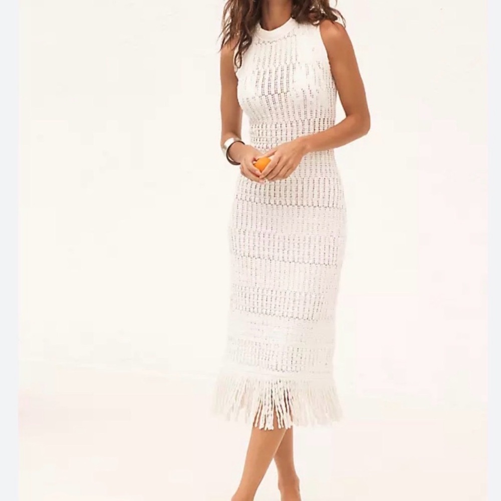 NWOT Anthropologie The Sierra Sleeveless Fringe Midi Dress Size L